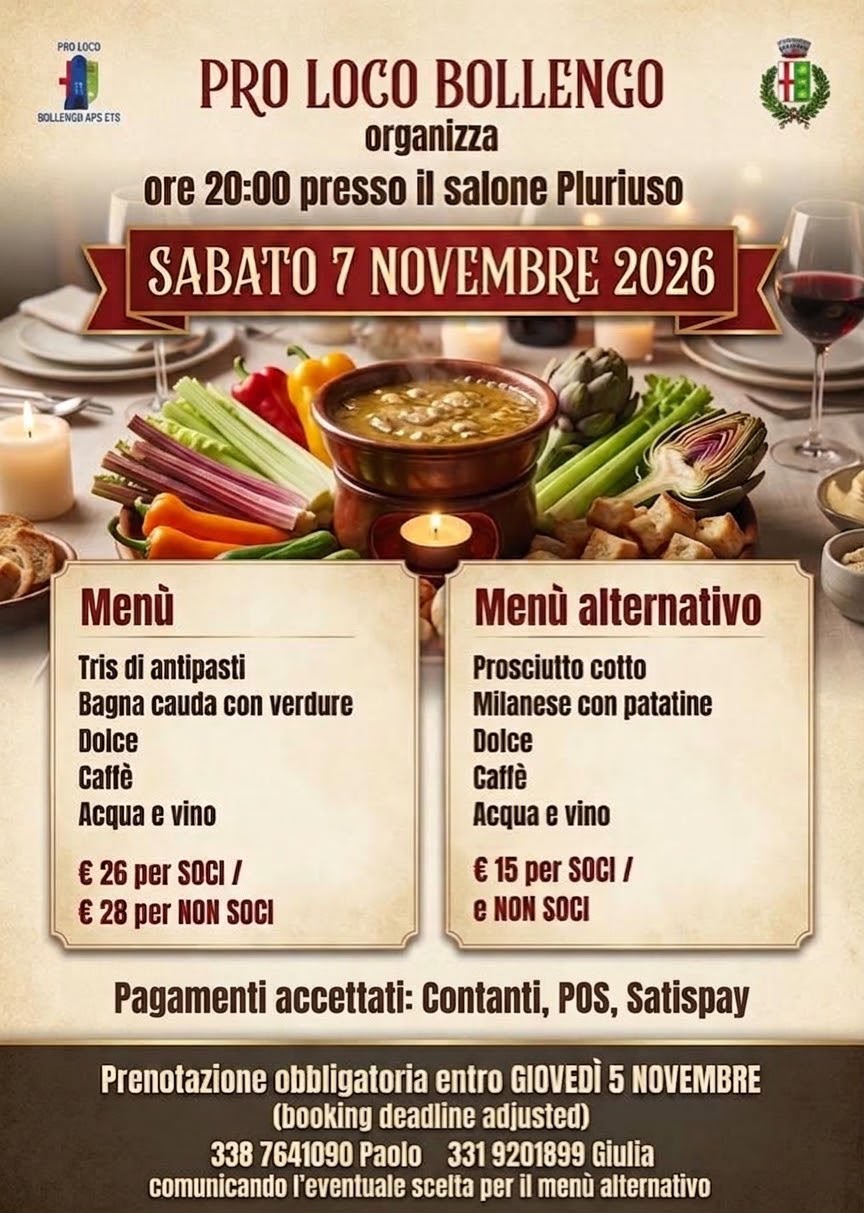 pro loco bollengo bagna cauda 2026